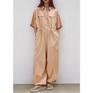 Zara Stylish Peach Utility Jumpsuit